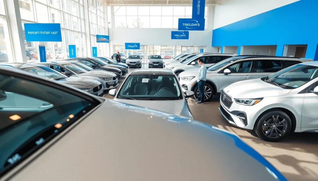 Buy a car in a vibrant showroom filled with new and used vehicle options.