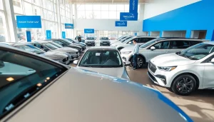 Buy a car in a vibrant showroom filled with new and used vehicle options.