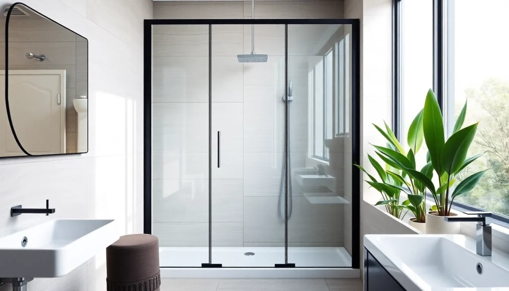 Admirez la paroi de douche sirhona en verre trempé, élégante et moderne, dans une salle de bain contemporaine.