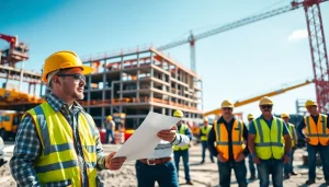 Showcasing a New York Commercial General Contractor leading a dynamic construction site with teamwork and professionalism.