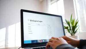 Interactive biological age calculator showcasing user engagement in a modern setting.
