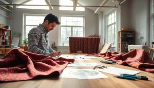 Bewonder brabantse bont stoffen met unieke patronen in een creatief atelier.