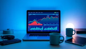 Web scrapping application displayed on a laptop with dynamic data visualizations.