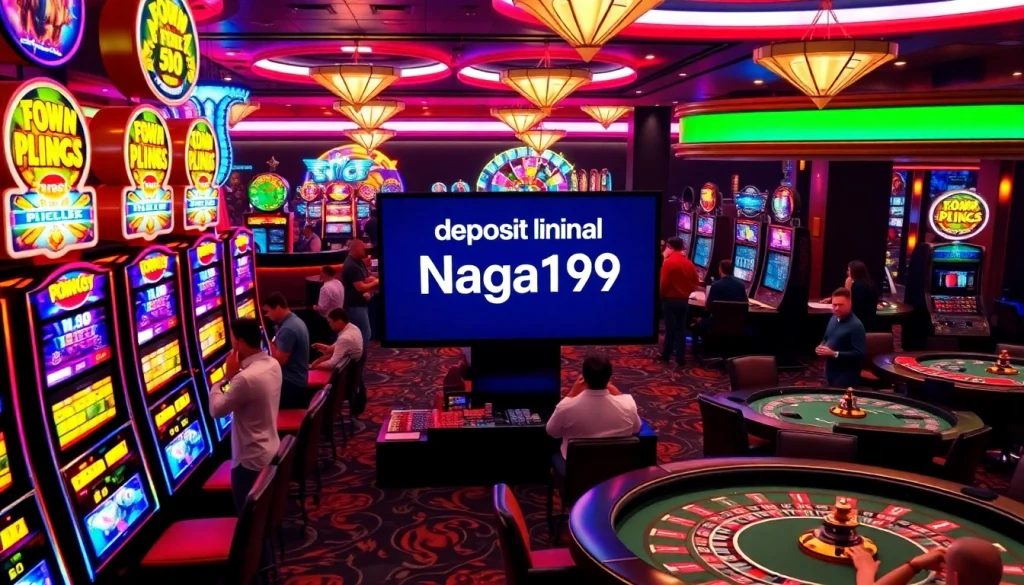 Engaging scene of casino excitement with deposit minimal Naga169 showcased on screen.