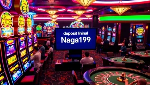 Engaging scene of casino excitement with deposit minimal Naga169 showcased on screen.