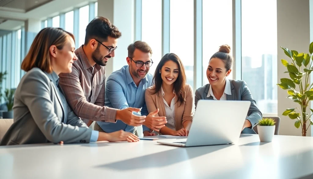 Engage in post sales jobs online with a diverse team collaborating in a bright office.